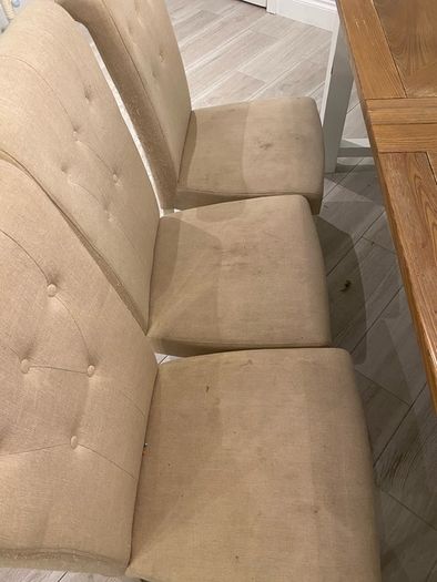 Large extending dining table + bench + 3 chairs.
