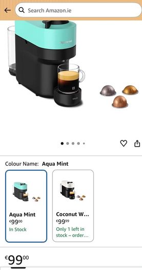Nespresso Vertuo Pop Coffee Machine  Aqua Mint
