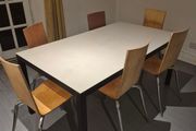 White Tempered Glass Dining Table with 6 Chairs (Metal  Frame)