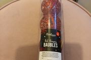4 pack red glitter christmas baubles