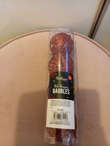 4 pack red glitter christmas baubles