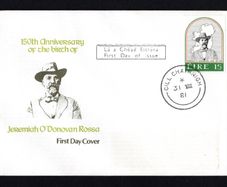1981 Ireland 150th Anniversary of the Birth of Jeremiah O'Donovan Illustrated First Day Cover (FDC) with Cill Chainnigh (Kilkenny) cancel