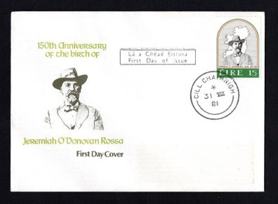 1981 Ireland 150th Anniversary of the Birth of Jeremiah O'Donovan Illustrated First Day Cover (FDC) with Cill Chainnigh (Kilkenny) cancel
