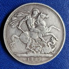 1889 Queen Victoria Silver Crown coin