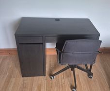 Ikea office desk, chair and book shelf