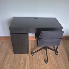 Ikea office desk, chair and book shelf