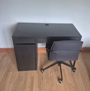 Ikea office desk, chair and book shelf
