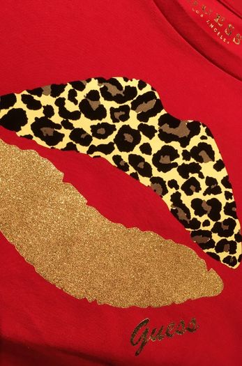 GUESS Lips T-shirt with Animal Print L