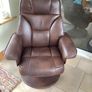 leather armchair with footstool. In perfect order. Back reclines when you sit in it. Very comfortable. Open to reasonable offers Image 3