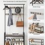 Vintage Coat Rack with Removable Hooks, Bench and Shoe Rack 2 Mesh Shelves Industrial Design Image 4