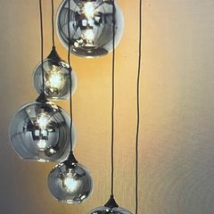 7 Light Pendant Smoke Glass