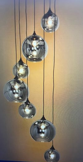 7 Light Pendant Smoke Glass