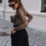 Mock Neck Leopard Print Slim Tee Image 6