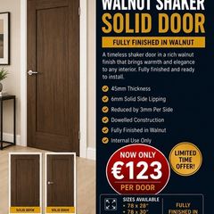 Deanta Walnut Shaker Solid Doors