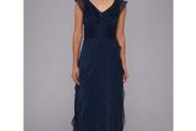 ADRIANNA PAPELL Tiered Chiffon Cap Sleeves Dress