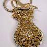 Created White Cats Eye, White Austrian Crystal Vas Keychain In Yellow Gold Tone Image 7