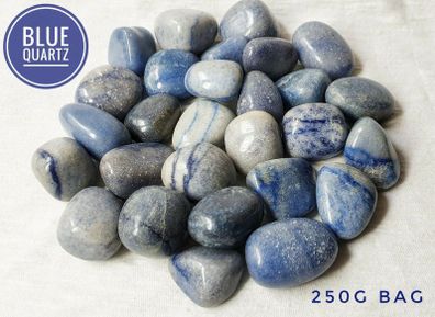 CLEARANCE Blue Quartz tumbled stone natural gemstone relieve stress anxiety 250g