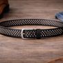 Unisex Black Studded Leather Belt Punk Rock Gothic Belt with Silver Rivets for Men & Women Image 5