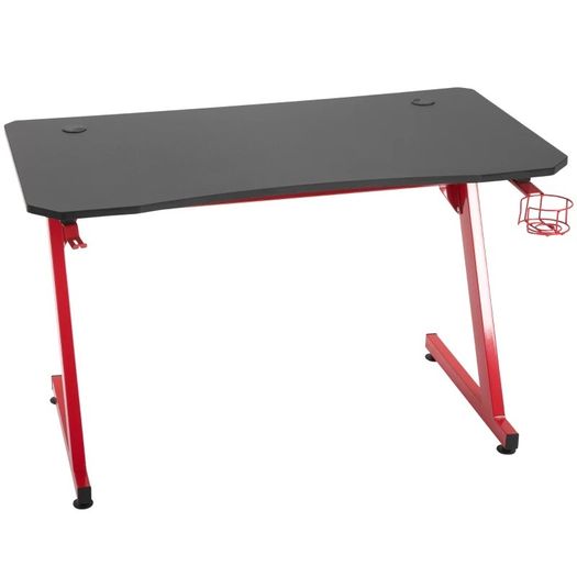 Gaming Desk Steel Frame w/ Cup Headphone Holder Adjustable Feet Red (FREE POSTAGE)