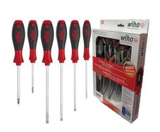 WIHA 21250 6pce Softfinish Screwdriver Set Hammer Handle Flat & Phillips