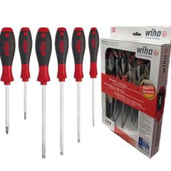 WIHA 21250 6pce Softfinish Screwdriver Set Hammer Handle Flat & Phillips