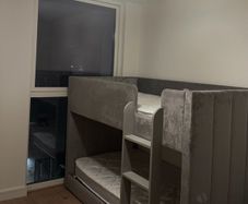 Modern Grey Velvet Bunk Bed Frame [+ 2 Mattresses Optional]