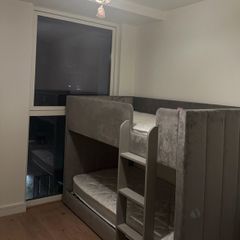 Modern Grey Velvet Bunk Bed Frame [+ 2 Mattresses Optional]