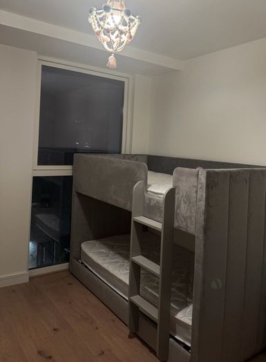 Modern Grey Velvet Bunk Bed Frame [+ 2 Mattresses Optional]