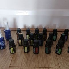 Empty bottles from essential oils and glass spray bottles