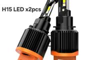 x2 Pcs H15 H7 LED Bulb Canbus 7535 CSP Car Headlight High Beam DRL Day Driving Running Light 300W 30000LM 12V Auto Lamp