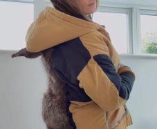 Vintage Carhartt Jacket with Real Fox Fur Hide Witch Forest Cosplay