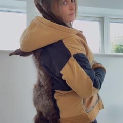 Vintage Carhartt Jacket with Real Fox Fur Hide Witch Forest Cosplay