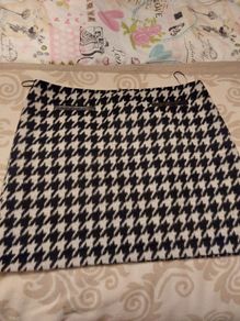 Warehouse Houndstooth Wool Skirt
