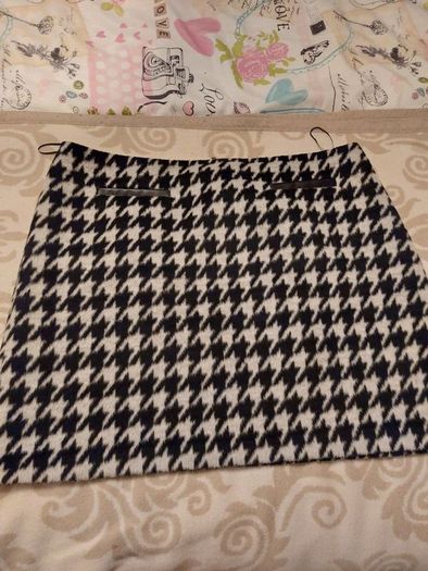 Warehouse Houndstooth Wool Skirt