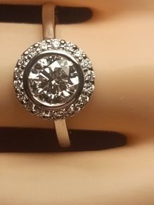 14ct White Gold 1.19 carat Lab Grown Diamond Halo Cluster Ring (Bargain Price)