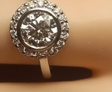14ct White Gold 1.19 carat Lab Grown Diamond Halo Cluster Ring (Bargain Price)