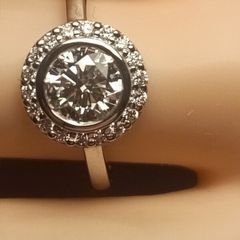14ct White Gold 1.19 carat Lab Grown Diamond Halo Cluster Ring (Bargain Price)