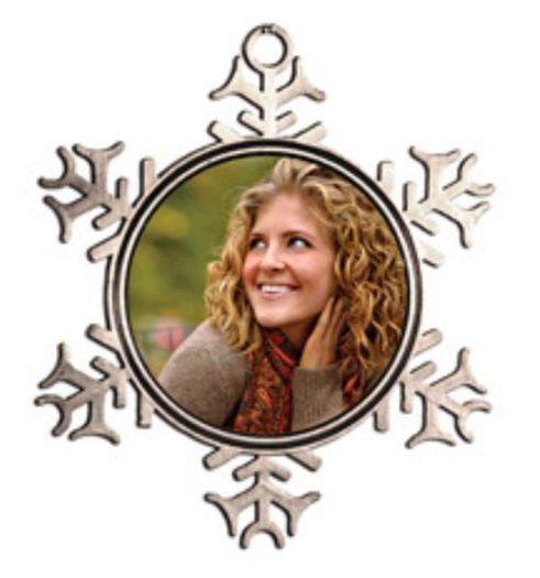 Personalised Snowflake Christmas Ornament - Pewter with your photos