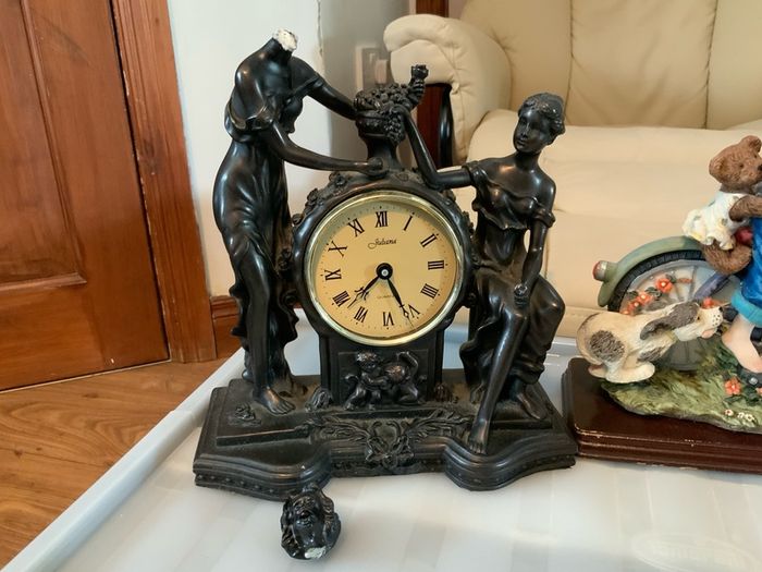 Clock, figures, Display Cabinet