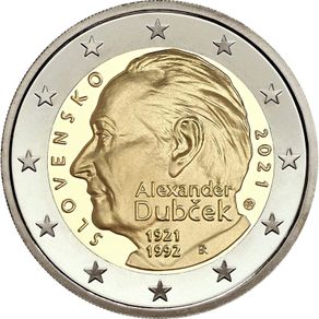 Slovakia 2 Euro Commemorative Coin 2021 - 100th Anniversary of the Birth of Alexander Dubcek. Uncirculated.