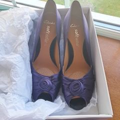 Clarks Purple Satin Heels