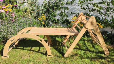 Montessori Piklar Triangle plus Arch and Bridge/Slide/Climber - Wooden