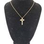 Vintage 18kt Gold On Sterling Silver Black Spinel Cross Necklace Image 9