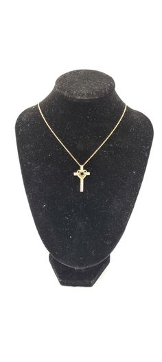 Vintage 18kt Gold On Sterling Silver Black Spinel Cross Necklace