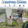 Set of 2 Folding Camping Chairs, Extra-Wide Lightweight Outdoor Chairs with Armrests, Cup Holder and a Side Pocket, 120kg Capacity per Chair - Grey Image 4