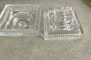 Set Of 2 Galway Crystal Square Candleholder Or Night Light Holders.