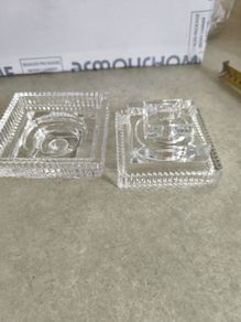 Set Of 2 Galway Crystal Square Candleholder Or Night Light Holders.