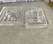Set Of 2 Galway Crystal Square Candleholder Or Night Light Holders.