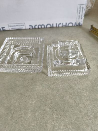 Set Of 2 Galway Crystal Square Candleholder Or Night Light Holders.