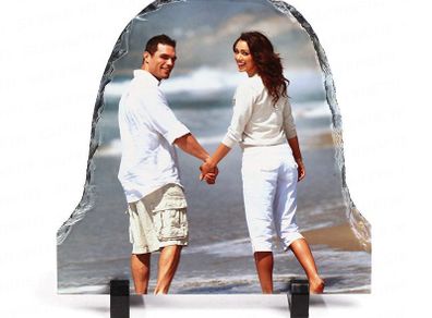 Personalised Photo Slate Door shape, size 20 x 20cm. Photo Rock Slate home decor memorial keepsake slate